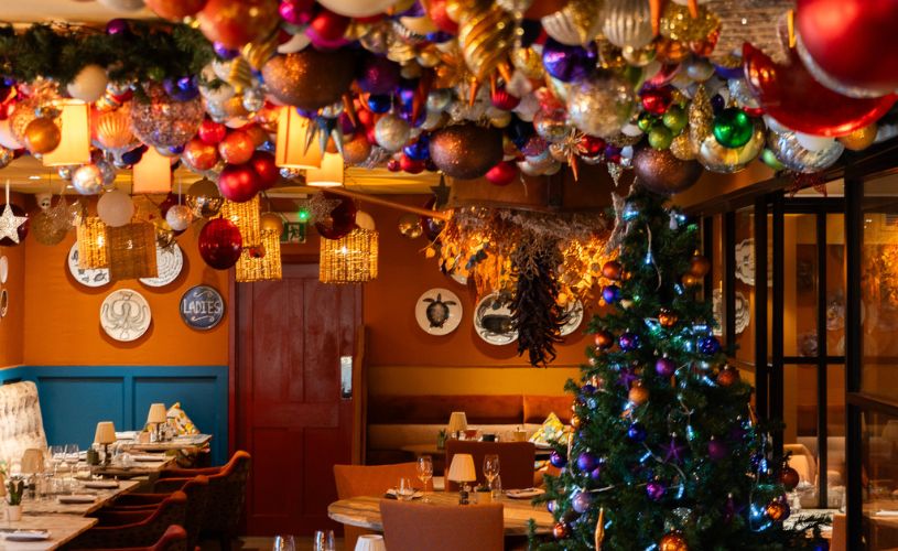 Christmas party in restaurant